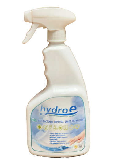 Hydro-E Hospital Grade Disinfectant, 750ml Trigger Spray HOCL (4 X 750ML BOTTLES)